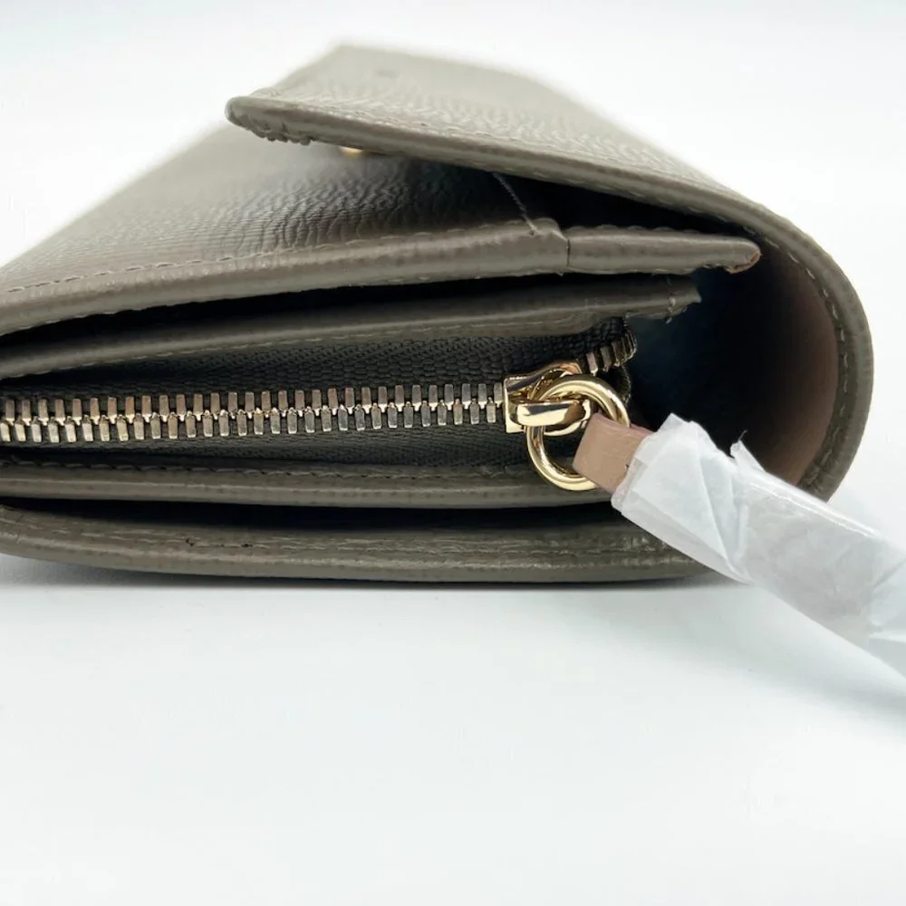 Bally Women's Gray Pebbled Miensa Leather long bifold flap wallet NWT. - Picture 13 of 14